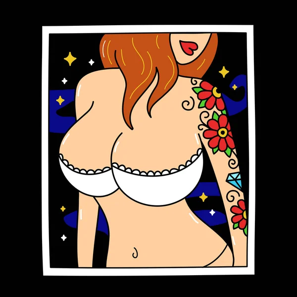 Junge sinnliche sexy Dame mit großen Brüsten. Vektor Zeichentrickfigur Illustration Design. Schönheit sexy Frau, Mädchen Bild Art Konzept — Stockvektor