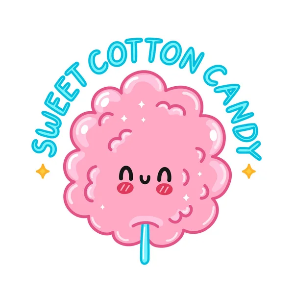 Słodki słodki cukierek bawełniany. Wektor ręcznie rysowane kreskówki kawaii znak Ilustracja naklejka logo ikona. Odizolowany na białym tle. Koncepcja logo słodkiej waty cukrowej — Wektor stockowy