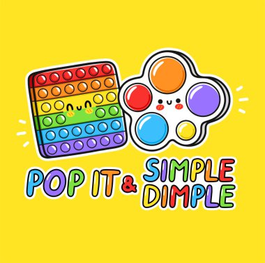 Çok komik. Patlat onu ve basit duyusal oyuncak logosu tasarımı. Vektör el çizimi çizgi film kawaii karakter çizimi ikonu. Patlat onu ve basit bir oyuncak karalama karakteri logo şablonu konsepti