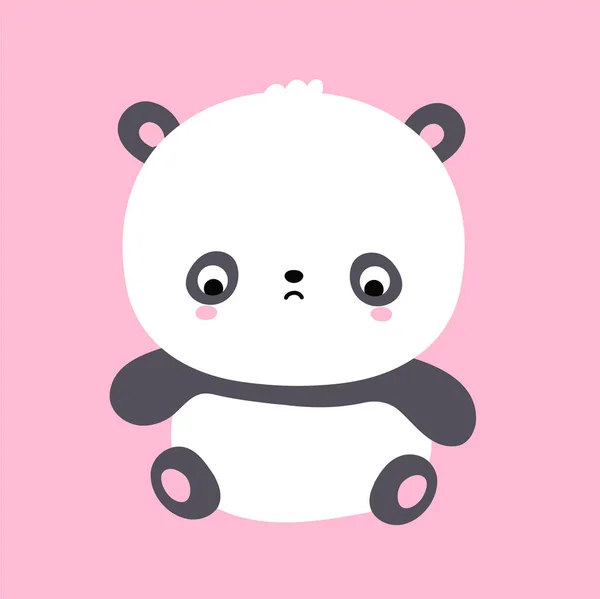 Mignon drôle triste kawaii petit ours panda. vecteur plat dessin animé kawaii personnage illustration icône. dessin animé mignon panda ours personnage icône concept — Image vectorielle