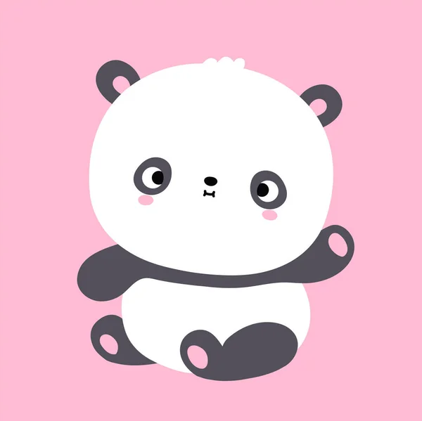 Cute funny kawaii little panda bear. Vector flat cartoon kawaii character illustration icon. Cartoon cute panda bear character icon concept — Stock Vector