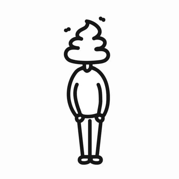 Man with poop head. Vector hand drawn cartoon character illustration. Isolated on white background. Shit people,stupid print for card,t-shirt,logo,poster concept — Stok Vektör