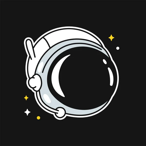 Смішний персонаж логотипу шолома астронавта. Векторний каракулі лінії руки намальовані мультфільм Каяї символ ілюстрація логотип значок. Шолом астронавта, космос, концепція космічного логотипу — стоковий вектор