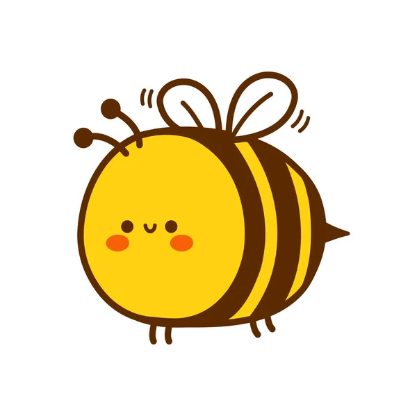 Mignon personnage drôle d'abeille sourire. Citation de Bee mine. vecteur dessin à la main dessin animé kawaii personnage illustration logo icône. Isolé sur fond blanc. Mignon concept de logo d'abeille kawaii — Image vectorielle