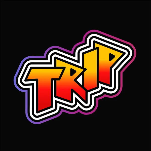 Trip word, trippy psychedelic style letters.Vector draw doodle cartoon character illustration.Funny cool trippy letters, trip, acid fashion, 80-style print for t-shirt, poster 컨셉트 — 스톡 벡터
