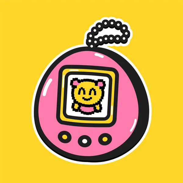 Leuke grappige dierenbaby tamagotchi. Vector doodle tekenfilm karakter illustratie ontwerp. Grappig tamagotchi cartoon karakter logo icoon concept — Stockvector