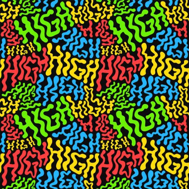 Deforme olmuş, yüksek sesli, dikişsiz duvar kağıdı. Vektör grafik karakter çizimi 420 trip harf, ot, rasta, esrar, marihuana, yüksek dikişsiz duvar kağıdı baskı konsepti.