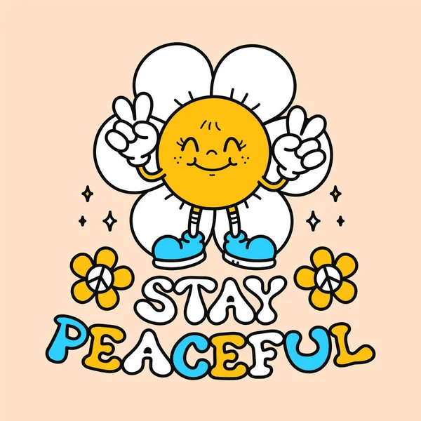 Cute Funny Flower Show Peace Gesture Shirt Print Design Vector — Image vectorielle