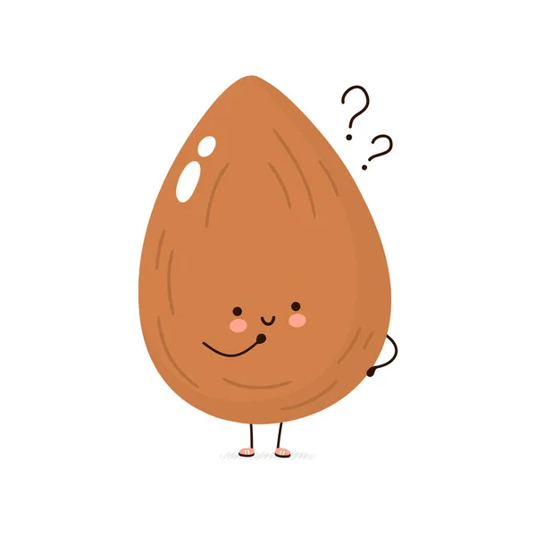 Cute Funny Almond Nut Character Vector Hand Drawn Cartoon Kawaii — Διανυσματικό Αρχείο