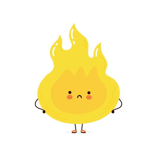 Cute Funny Flame Character Vector Hand Drawn Cartoon Kawaii Character — Image vectorielle