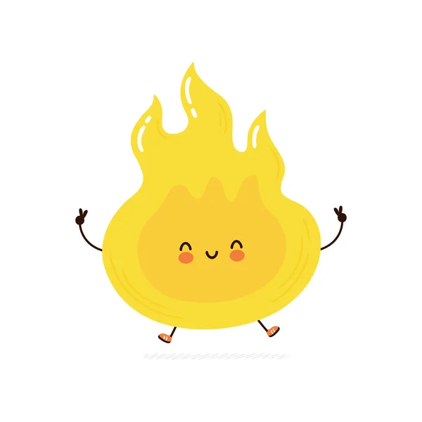 Cute Funny Flame Character Vector Hand Drawn Cartoon Kawaii Character — 스톡 벡터