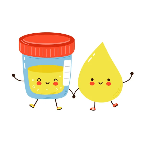 Cute Funny Urine Analysis Character Vector Hand Drawn Cartoon Kawaii — Vector de stock