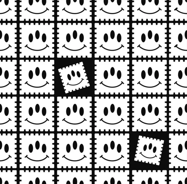 Acid Lsd Paper Blotter Marks Smile Face Seamless Pattern Vector — Vetor de Stock