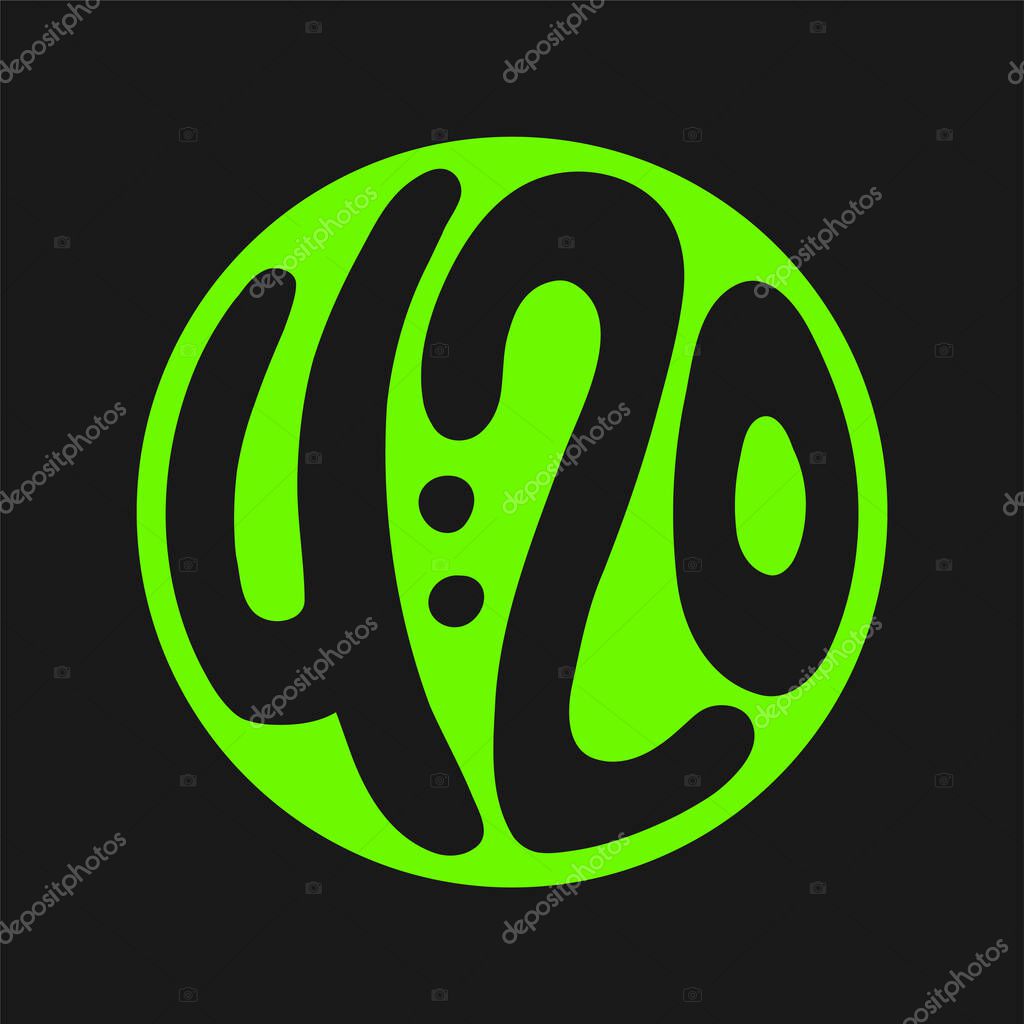 420 circle quote,text logo. Vector hand drawn lettering cartoon illustration. 420 text print for t-shirt,poster,card,logo,sticker concept