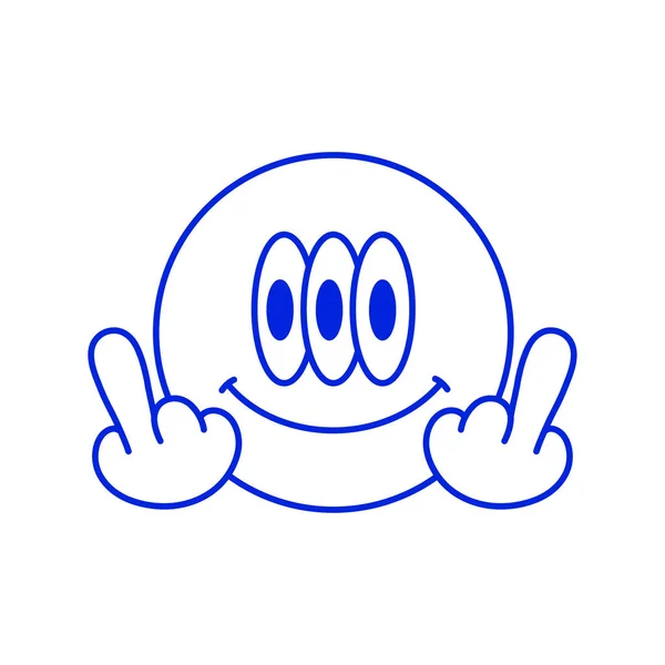 Smile Face Middle Finger Gesture Shirt Print Vector Hand Drawn — ストックベクタ