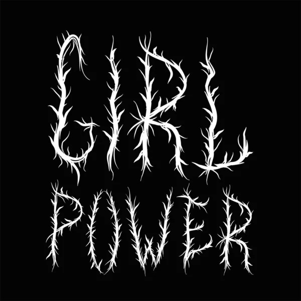 Girl Power Quote Trendy Black Metal Style Letters Vector Hand — Image vectorielle