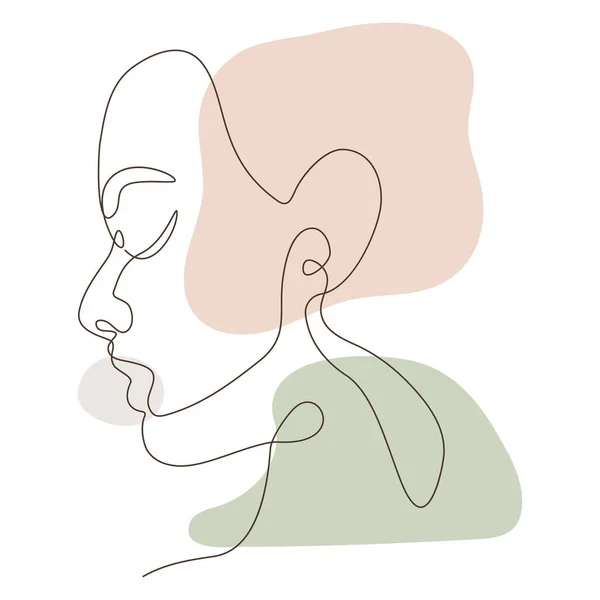 Mujer abstracta frente a una línea de dibujo. Portret estilo minimalista — Vector de stock