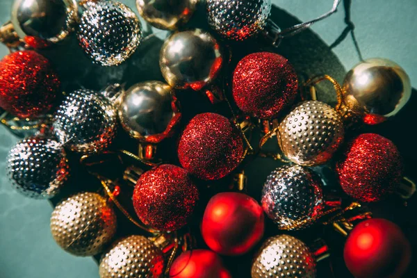 Fond Noël Avec Des Boules Des Décorations — Photo