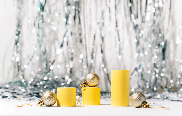 Fond Noël Avec Boules Confettis — Photo