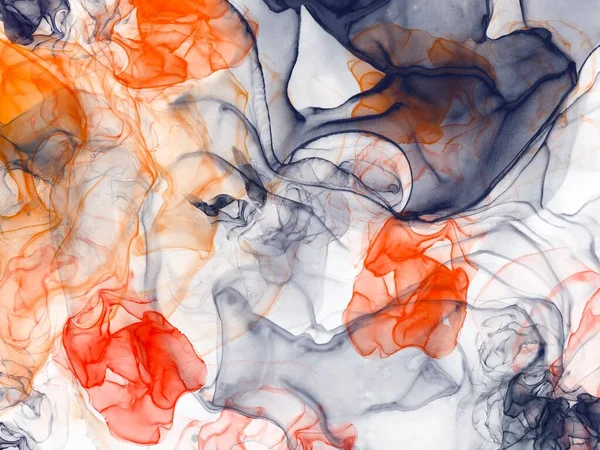 アルコールインクの技法で自然抽象的な流体芸術絵画 透明波を作成する色の混合物 — ストック写真