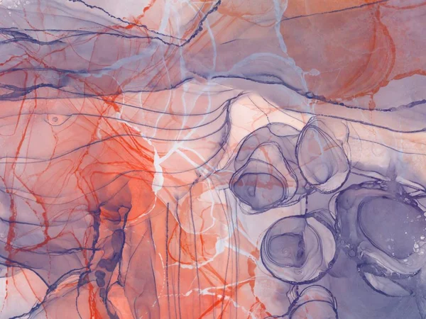 ภาพวาดศ ลปะนามธรรมของเหลวตามธรรมชาต ในเทคน คหม กแอลกอฮอล ผสมผสานของส างคล นโปร งใส — ภาพถ่ายสต็อก