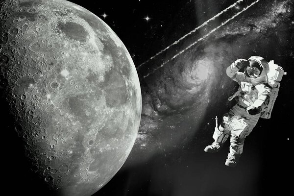 Stars Planet Galaxy Free Space Astronaut Illustration Background Elements Image — Stock Photo, Image