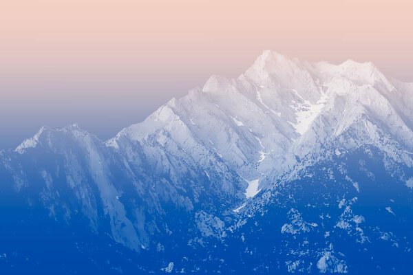 Creative Photo Mountains Snow Covered Peak Sunset Sky — Stock Photo, Image