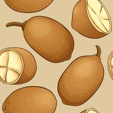 cupuacu fruit vector pattern on color background