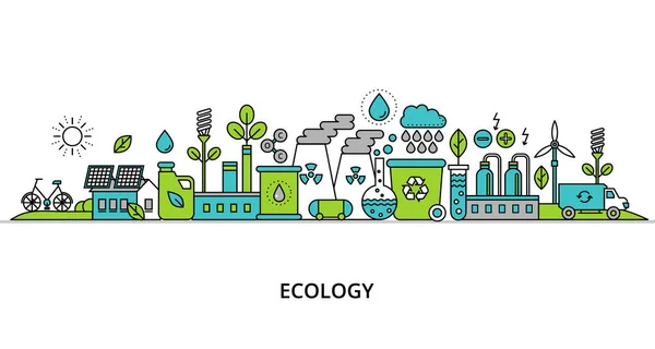 Fogalma Ökológia Probléma Szó Termelés Megtakarítás Zöld Energia Grafikai Web — Stock Vector