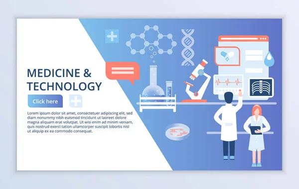 Modelo Site Criativo Conceito Medicina Tecnologia Ilustração Vetores Design Plano —  Vetores de Stock