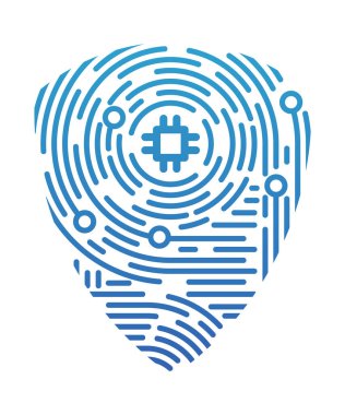 Parmak izi biçimi, düz tasarım vektör çizimi, grafik ve web tasarımı için kavramsal ağ ve siber güvenlik