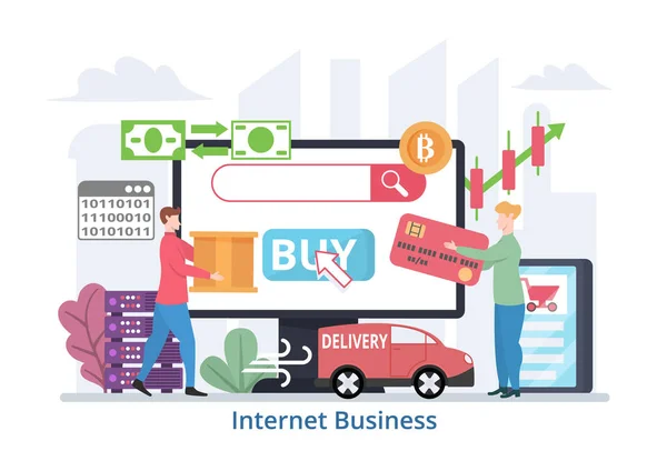 Conceito Internet Negócios Design Plano Ilustração Vetorial Close —  Vetores de Stock