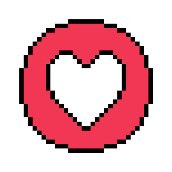 Rotes Herz Emoticon Symbol Pixel Kunst Design Vektor Illustration — Stockvektor
