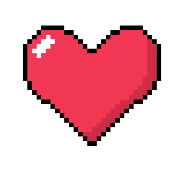 Red Heart Emoticon Symbool Pixel Art Design Vector Illustratie — Stockvector