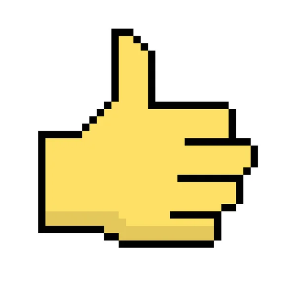 Yellow Thumb Emoticon Symbol Pixel Art Design Vector Illustration — Stock Vector