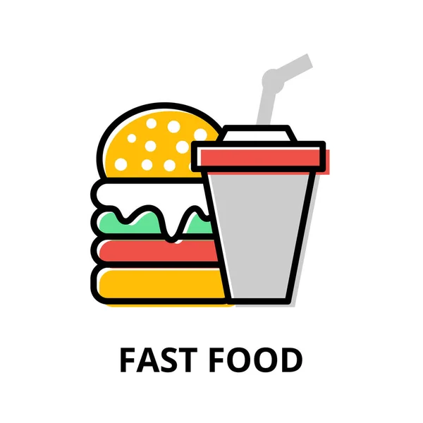 Concept Fast Food Icon Flat Line Design Vector Illustration Graphic — Stock Vector