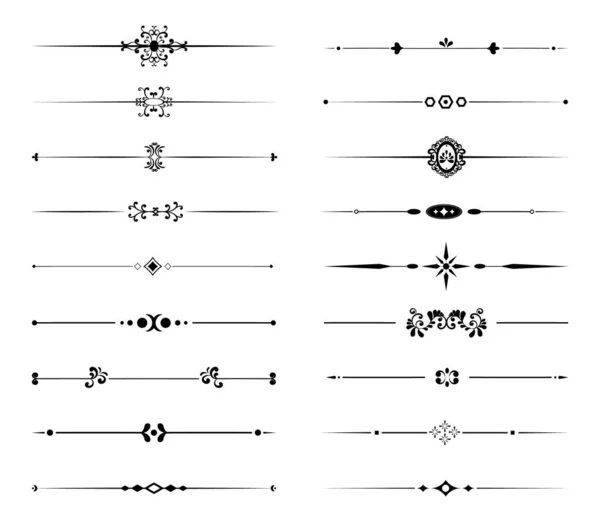 Conjunto Filigrana Ornamental Florece Divisores Delgados Sobre Fondo Blanco Elementos — Vector de stock