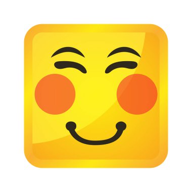 Sarı kare emojiler ve emojiler. Düz stil yakın plan vektör illüstrasyonu