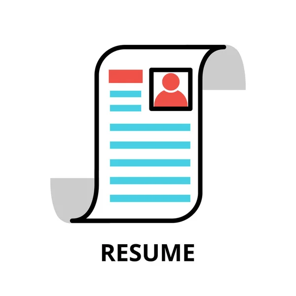 Concept Resume Icon Modern Flat Thin Line Design Vector Illustration — ストックベクタ