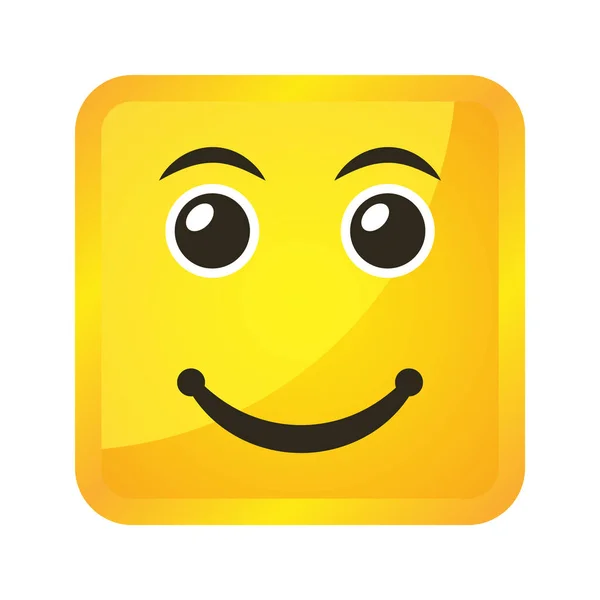 Žluté Čtvercové Emotikony Emojis Vektorová Ilustrace Plochém Stylu Zblízka — Stockový vektor