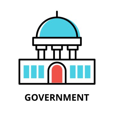 Hükümet simgesi konsepti, politika koleksiyonu, düz çizgi vektör illüstrasyonu