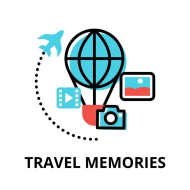 Icon concept of Travel Memories, travel collection, modern flat line design, vector illustration, for graphic and web design
