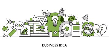 İş fikri kavramı, yeşillik düz çizgi tasarım vektör çizimi, grafik ve web tasarımı için