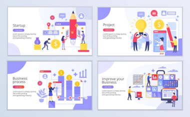 İş Yaratıcı Web Sitesi Şablonları, grafik ve web tasarımı için modern düz tasarım vektör çizimi
