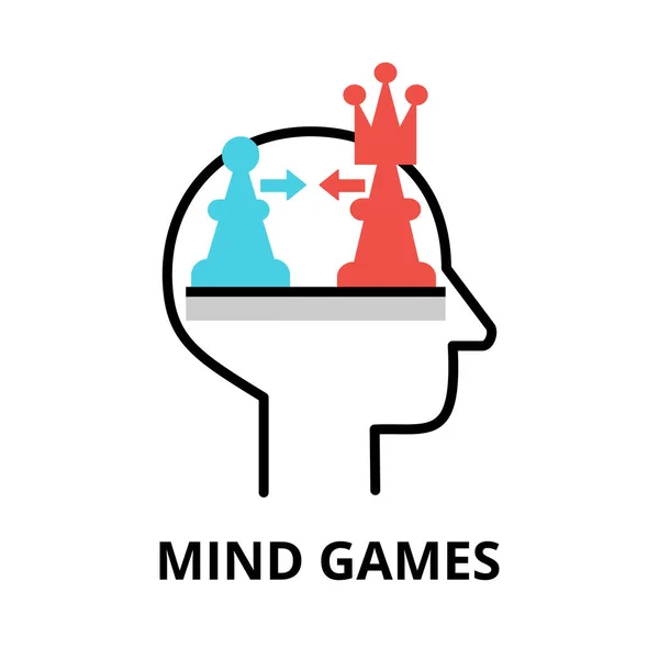 Zihin Oyunları Ikon Konsepti Beyin Süreci Koleksiyonu Düz Düzenlenebilir Çizgi — Stok Vektör