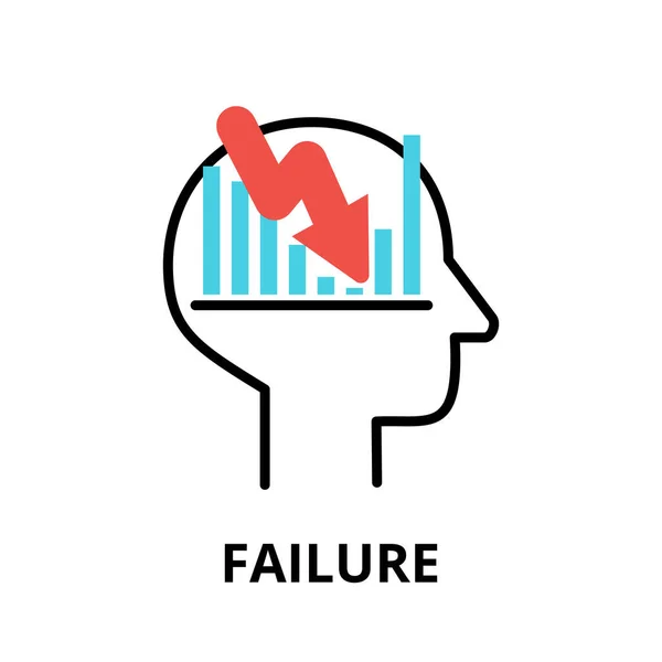 Icon Concept Failure Brain Process Collection Flat Editable Line Vector — Image vectorielle