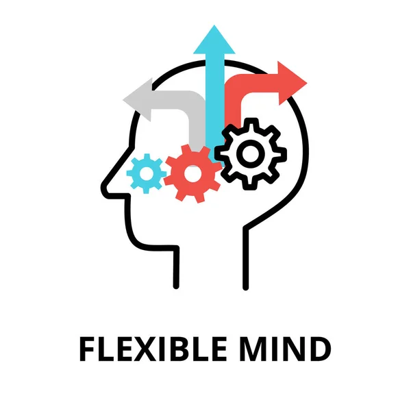 Icon Concept Flexible Mind Brain Process Collection Flat Editable Line — Stock Vector