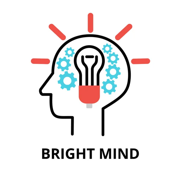 Icon Concept Bright Mind Brain Process Collection Flat Editable Line — Archivo Imágenes Vectoriales