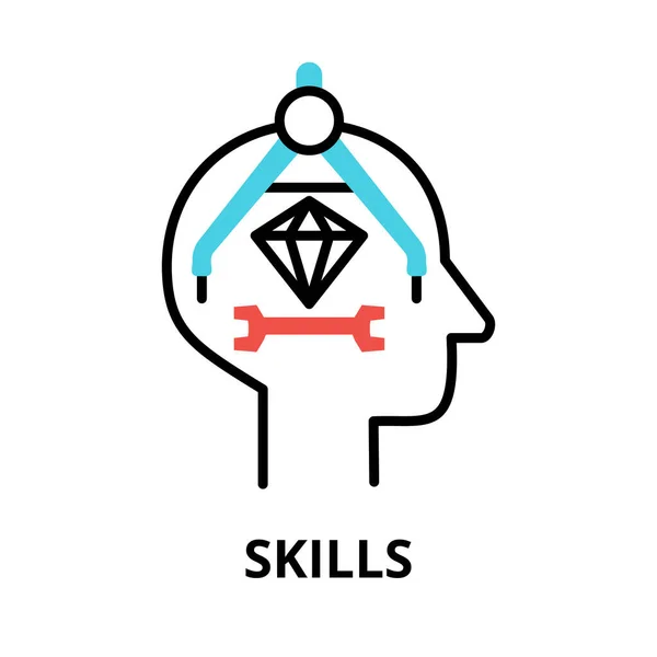 Icon Concept Skills Brain Process Collection Flat Editable Line Vector — Stok Vektör