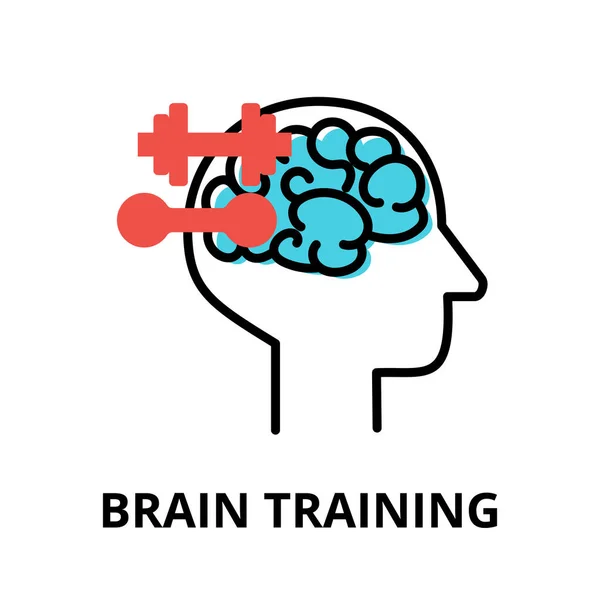 Icon Concept Brain Training Brain Process Collection Flat Editable Line — Stock Vector